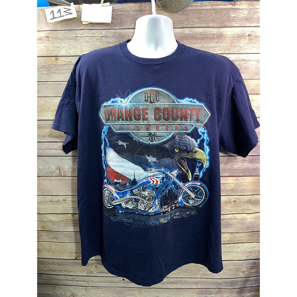 Vintage Orange County Choppers Biker Shirt Adult XL Blue Delta Pro Weight
